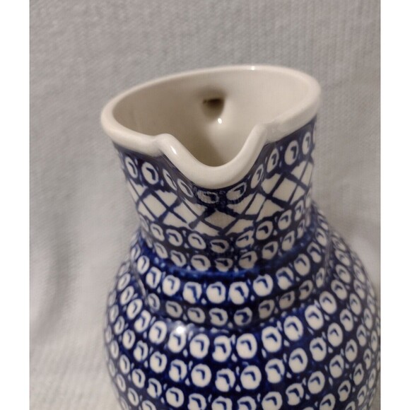 Polish Pottery Boleslawiec Pitcher Jug ~ 9.5" Tall -Blue- Handmade-Replacements - Picture 5 of 6